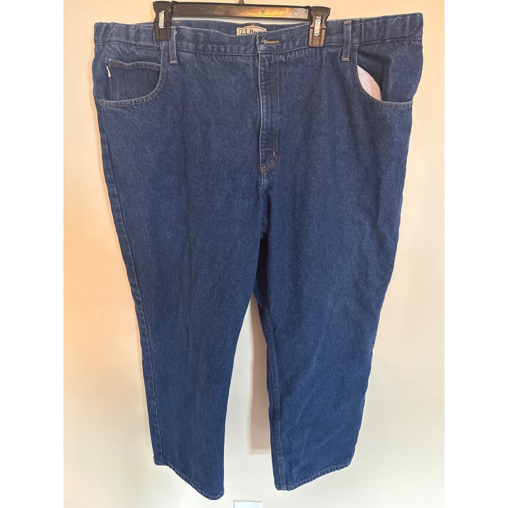 LL Bean Comfort Waist Jeans Mens 44x29 Dark Wash Straight Leg Denim 250265